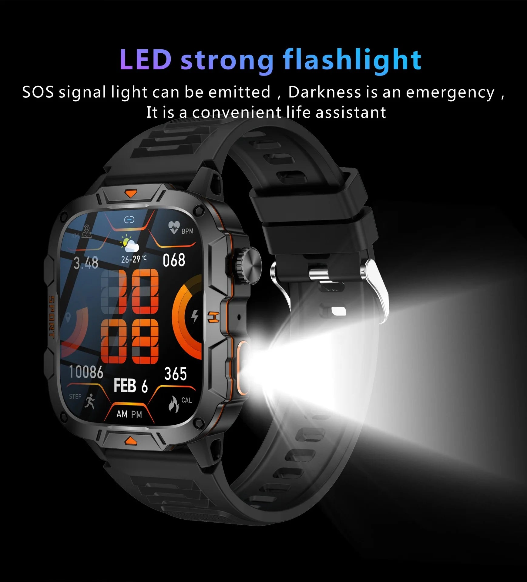 ⌚ StormFit Pro Smartwatch™ – Outdoor GPS & LED Flashlight ⚡